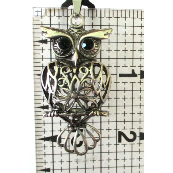 New Owl Pendant Necklace 18" to 20" Black Suede Cord Owl Bird Jewelry Gift - Picture 6 of 6